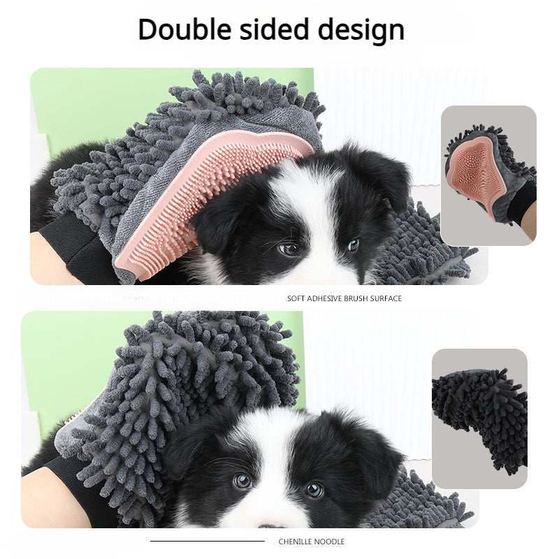 Pet Bathing Brush 2-in-1 Grooming Glove For Brushing, Massaging, And Drying Pet Grooming .