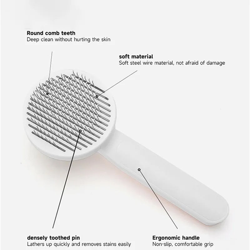 Cats And Dogs Grooming Brush, Self Cleaning Slicker Brushes Pet Hair Removal Comb Stainless Steel Needle Brush