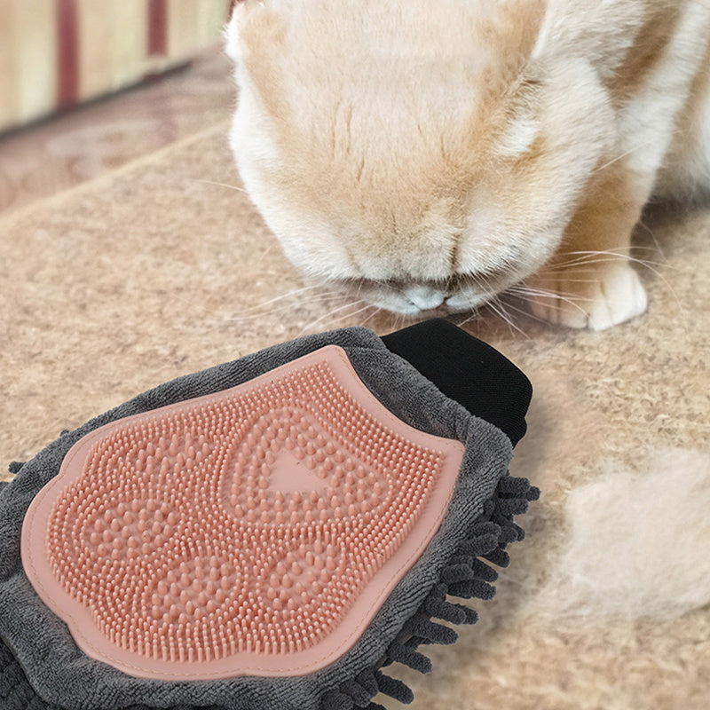 Pet Bathing Brush 2-in-1 Grooming Glove For Brushing, Massaging, And Drying Pet Grooming .